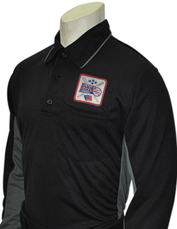 USA313DX-Smitty Major League Style Umpire Long Sleeve Shirt with DBB Patch - Available in Black/Charcoal and Sky Blue/Black