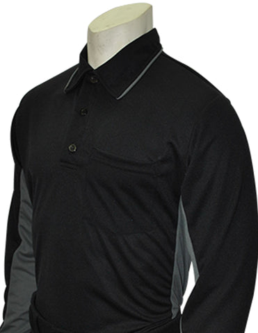 USA313-Smitty Major League Style Umpire Long Sleeve Shirt - Available in Black/Charcoal and Sky Blue/Black